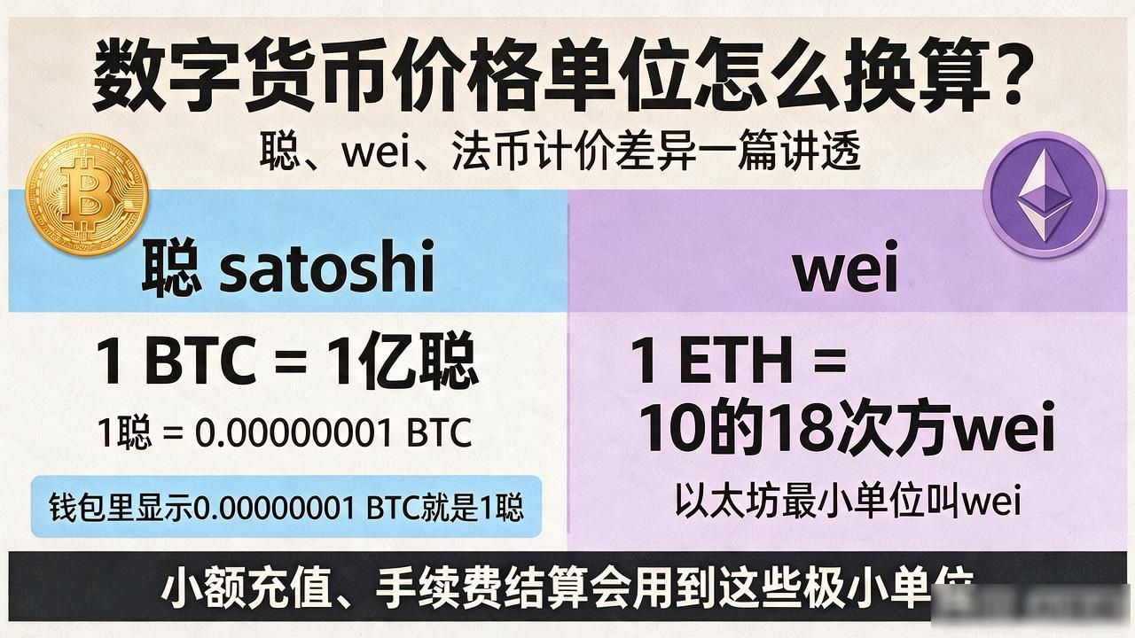 数字货币价格单位怎么换算？聪、wei、法币计价差异一篇讲透